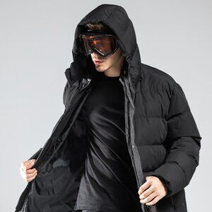 JAGLION Long Puffer Winter Jacket with Hoody for Men